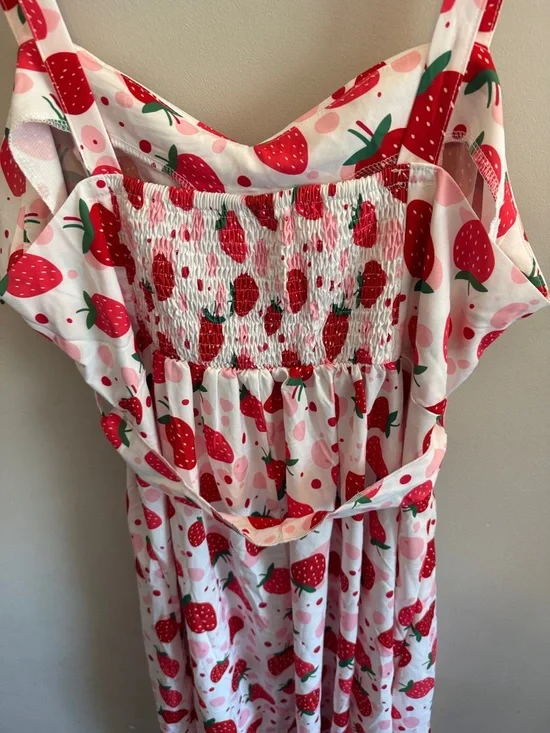 New - SHEIN Strawberry Print sleeveless summer dress - Picture 4 of 6